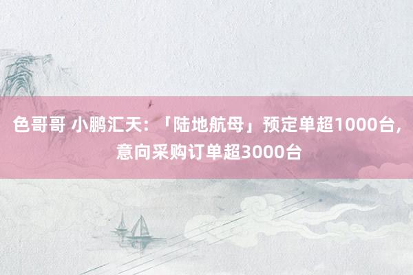 色哥哥 小鹏汇天: 「陆地航母」预定单超1000台， 意向采购订单超3000台